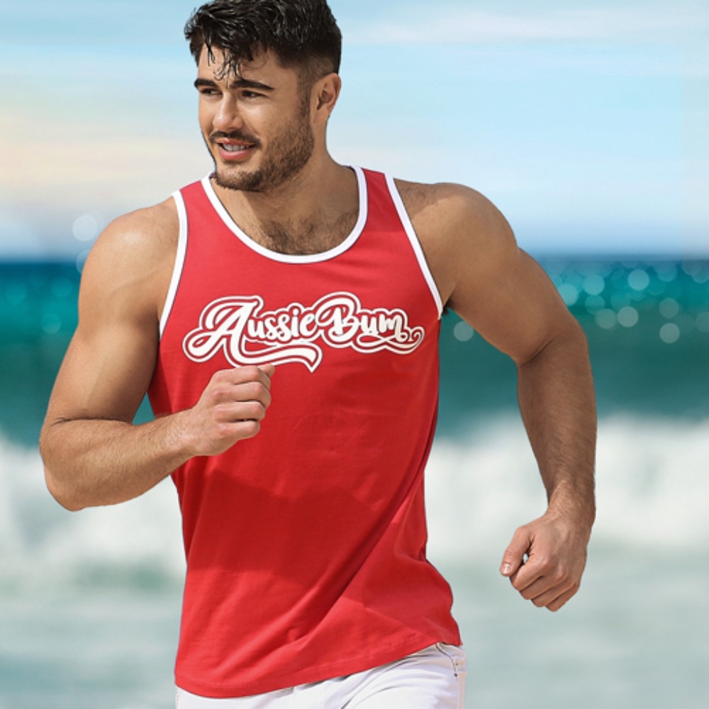 Aussiebum Thick Logo Tank Top XL Gently worn 100% cotton 21" armpit to armpit